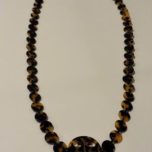 Tory Burch Tortoiseshell Resin Disc Necklace - Women Jewelry